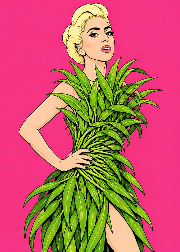 Lady Gaga Pop Art Leaf Dress
