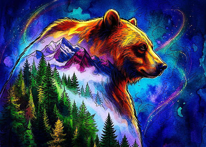 Double Exposure Bear Mountain Forest Art