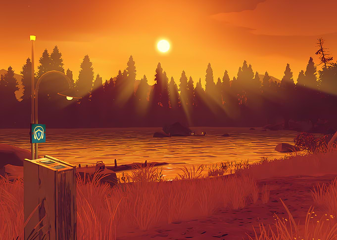 Firewatch Sunset Lake Landscape