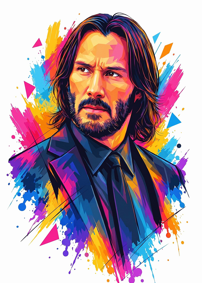 Colorful Pop Art Keanu Reeves Portrait