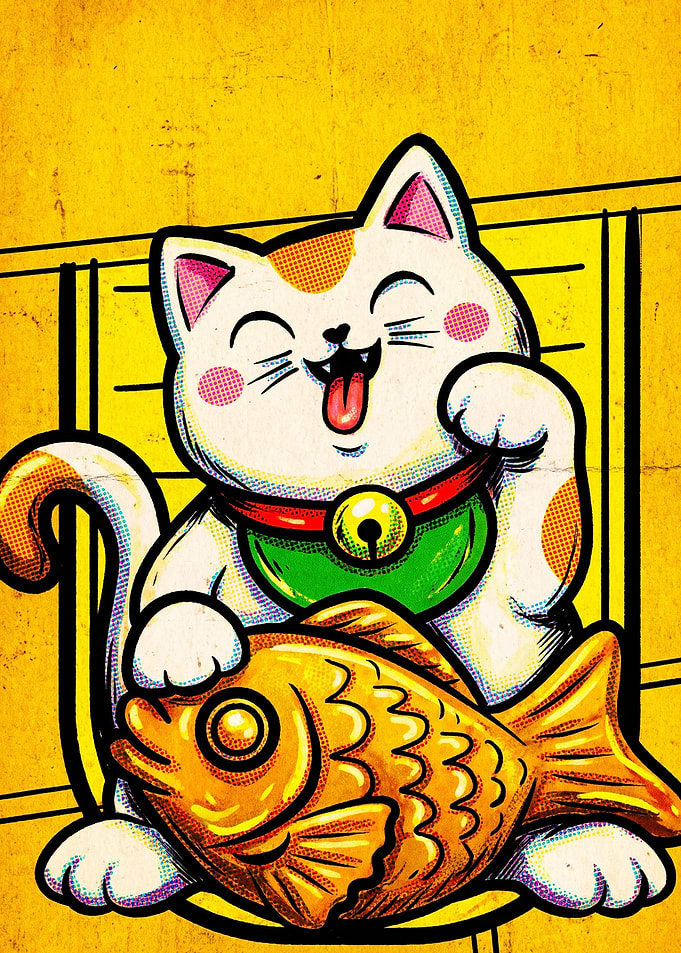 Lucky Maneki Neko with Taiyaki