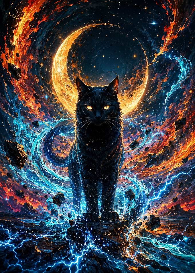 Cosmic Black Cat in Space