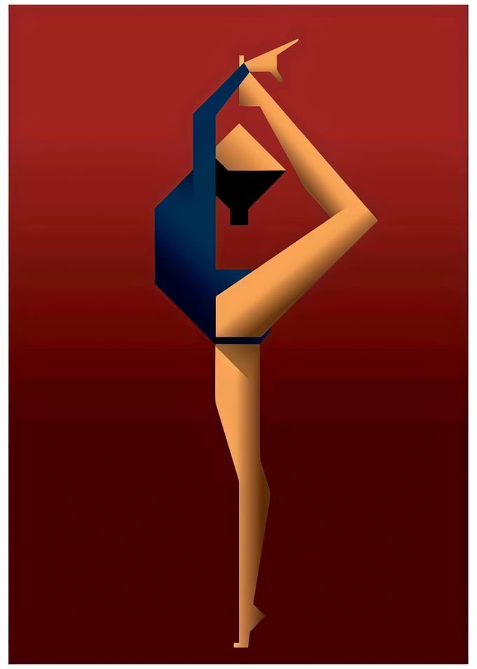 Minimalist Geometric Gymnast Silhouette