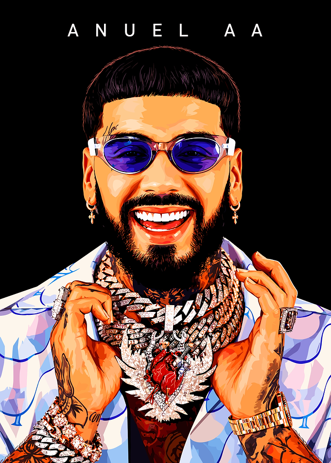Anuel AA Portrait Digital Art