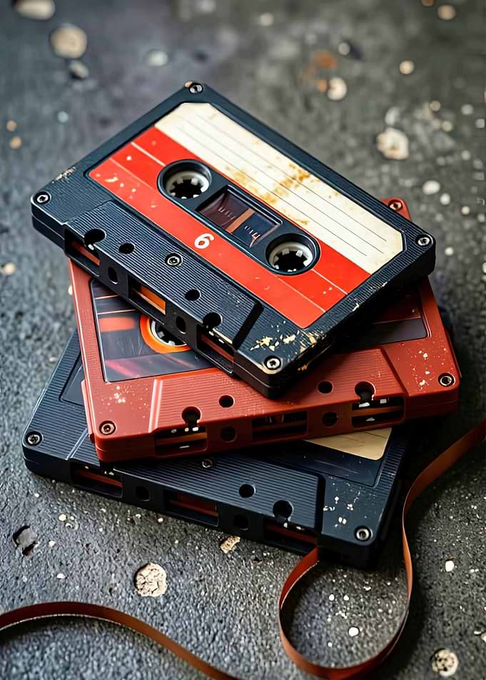 Stack of Vintage Audio Cassette Tapes