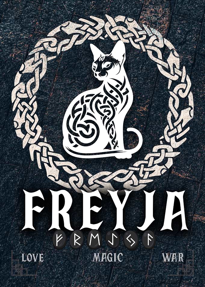 Freyja Norse Goddess Cat Poster
