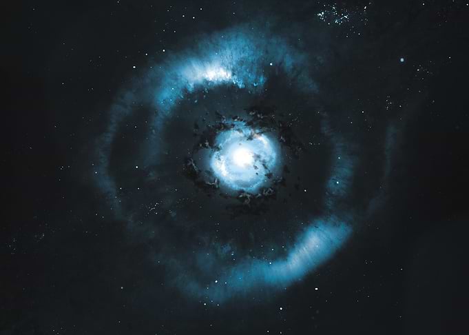 Glowing Blue Nebula in Deep Space