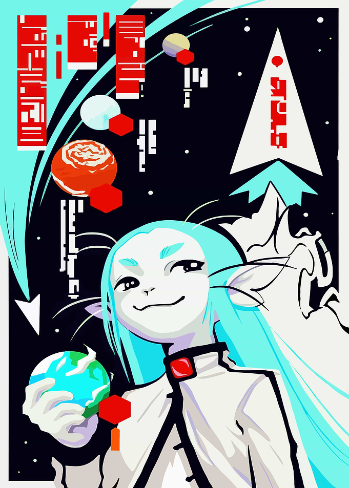 Anime Character Holding Earth in Space