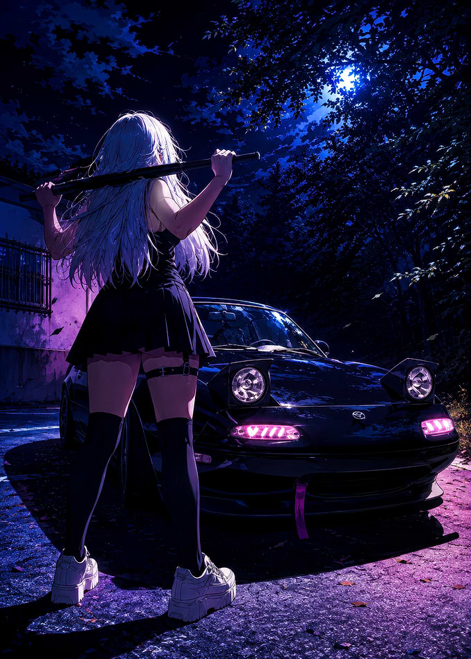Anime Girl with Mazda Miata NA