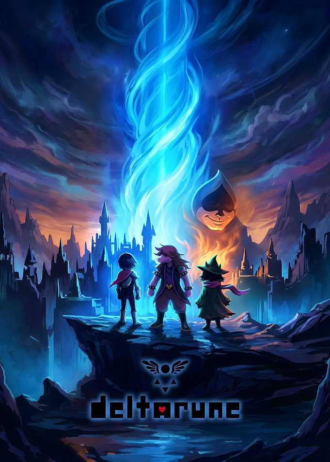 Deltarune Heroes Facing the Dark Fountain