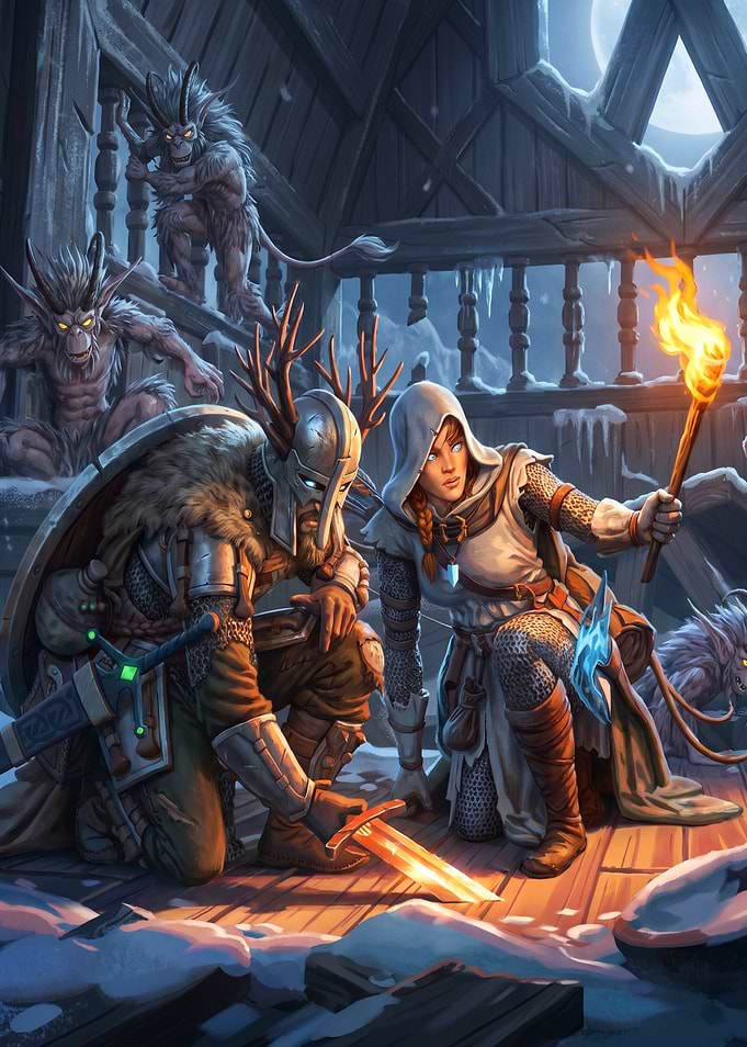 valhmei Fantasy Warriors Facing Winter Monsters