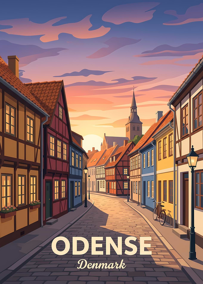 Odense Denmark Travel Poster
