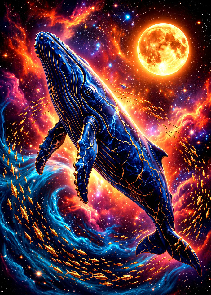 Cosmic Whale Swimming Through Nebula