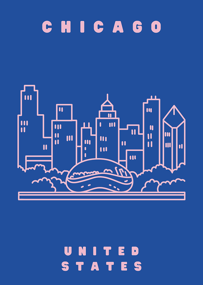 Minimalist Chicago Skyline Line Art