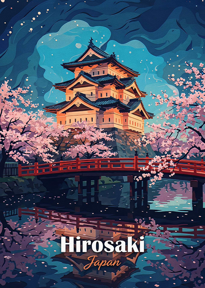 Hirosaki Castle Cherry Blossom Poster