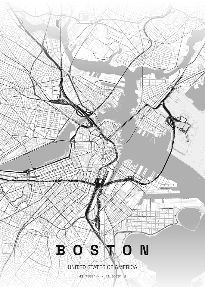 Minimalist Boston City Map Poster