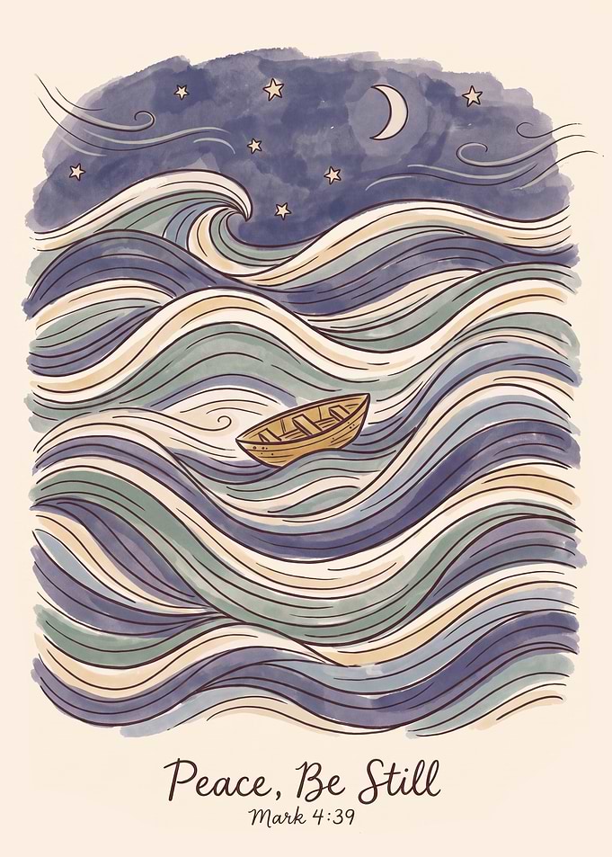 Peace Be Still Christian Bible Verse Art