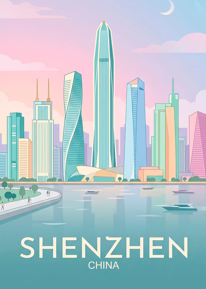 Shenzhen China Skyline Travel Poster