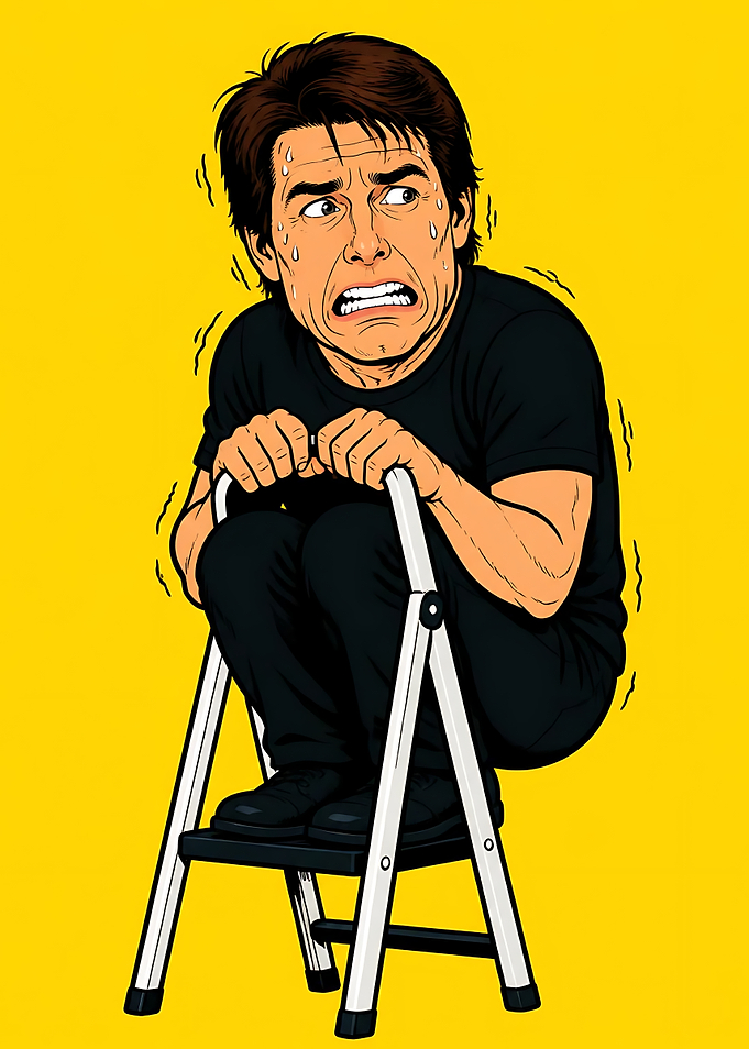 Tom Cruise Scared on Stepladder