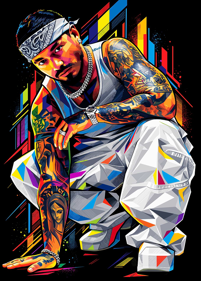 Colorful Pop Art Portrait of J Balvin