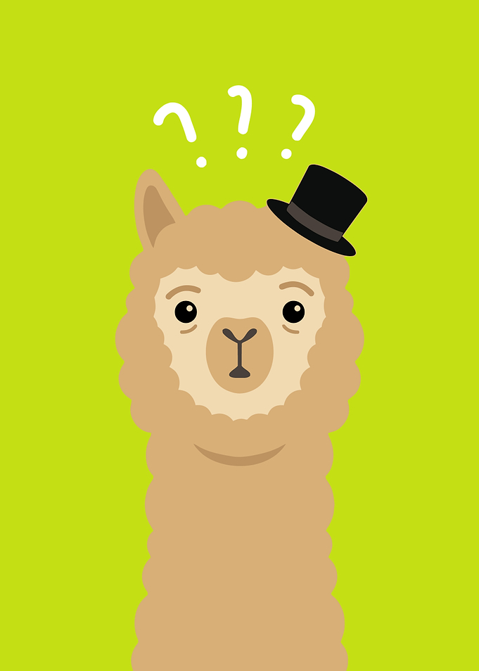 Confused Alpaca Wearing a Top Hat