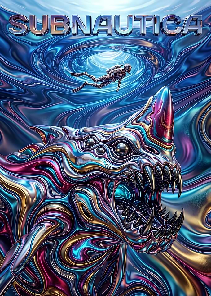 Subnautica Liquid Metal Creature Poster