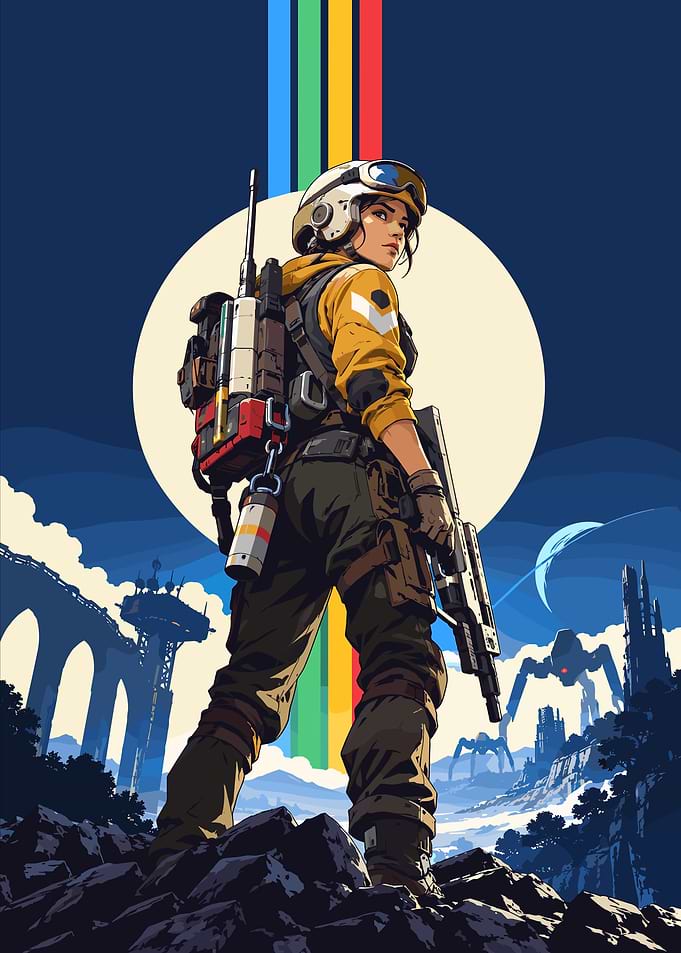 Pixel Art Sci-Fi Soldier Poster