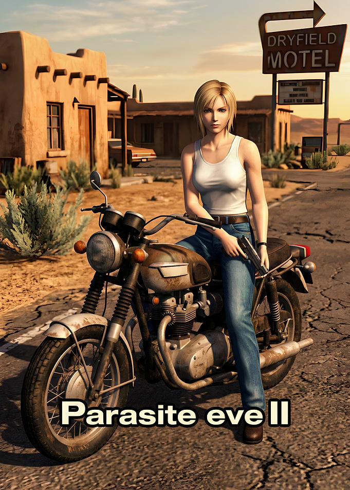 Aya Brea on Motorcycle Parasite Eve
