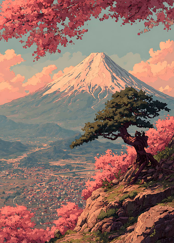 Mount Fuji and Cherry Blossoms