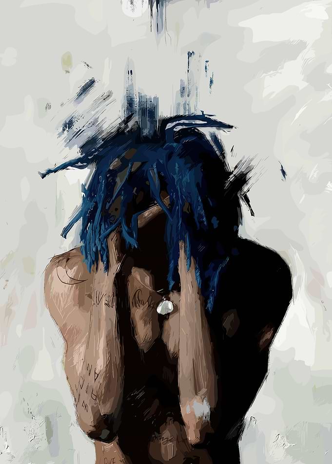 XXXTentacion Blue Hair Portrait