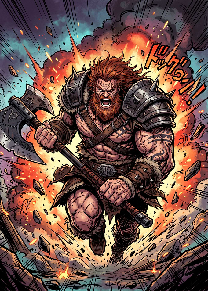 Fierce Viking Warrior in Battle