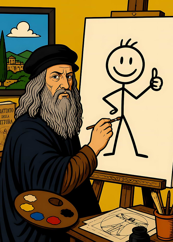 Leonardo da Vinci Painting Stick Figure