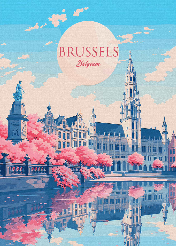 Brussels Belgium Travel Poster Art