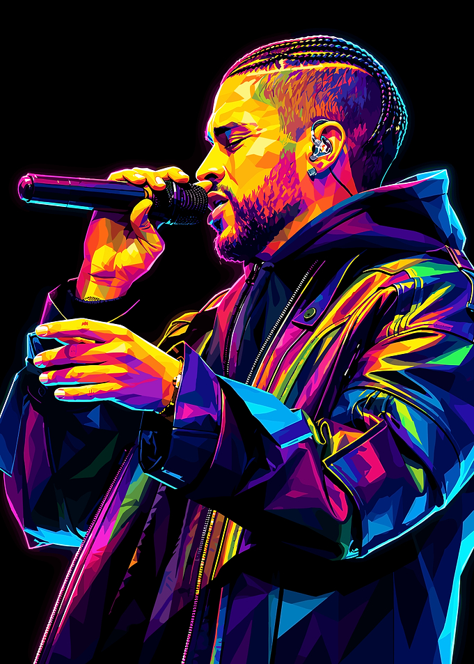 Colorful Low Poly Kid Cudi Portrait