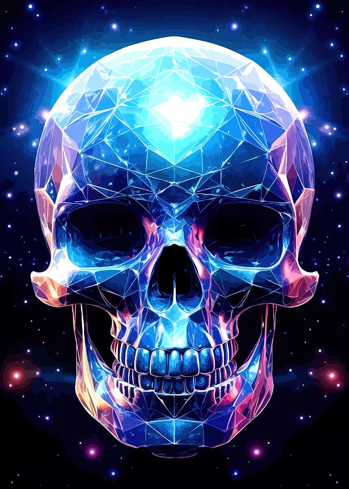 Crystal Geometric Skull in Space