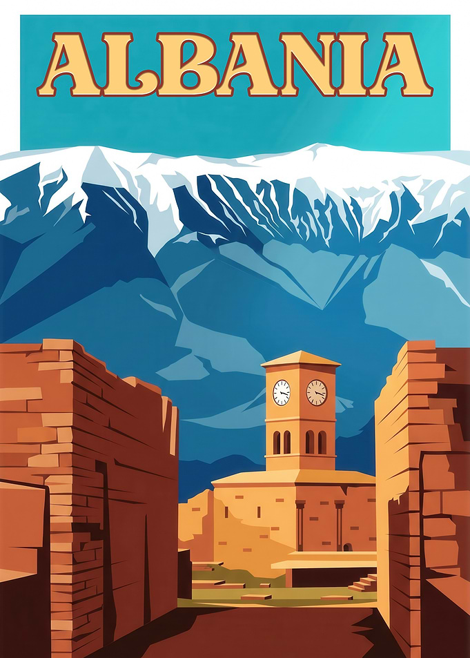 Vintage Albania Travel Poster