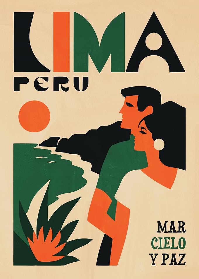 Vintage Lima Peru Travel Poster