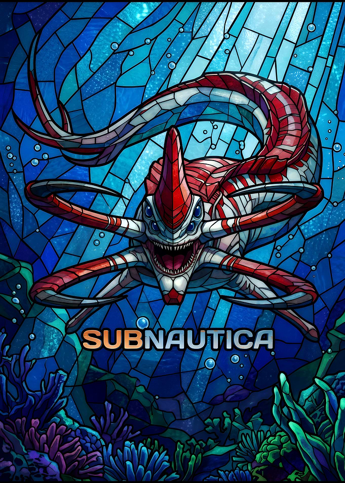 Subnautica Reaper Leviathan Stained Glass Art