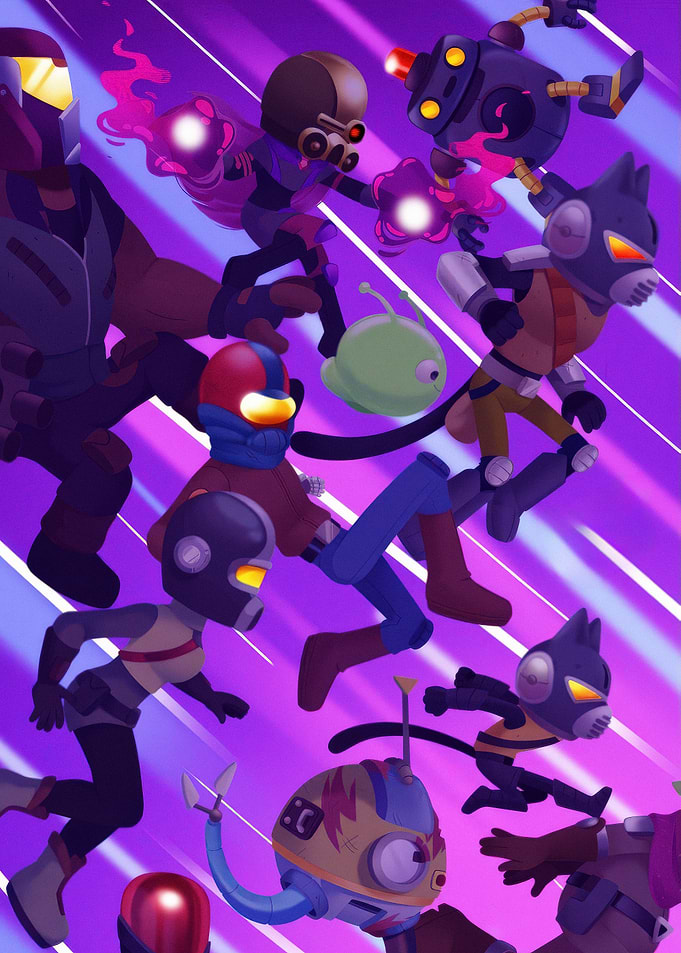 Final Space Team Action Illustration