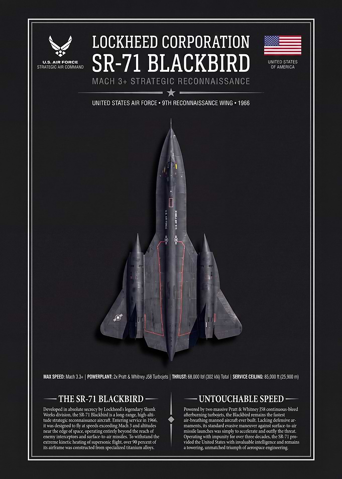 Lockheed SR-71 Blackbird Technical Poster