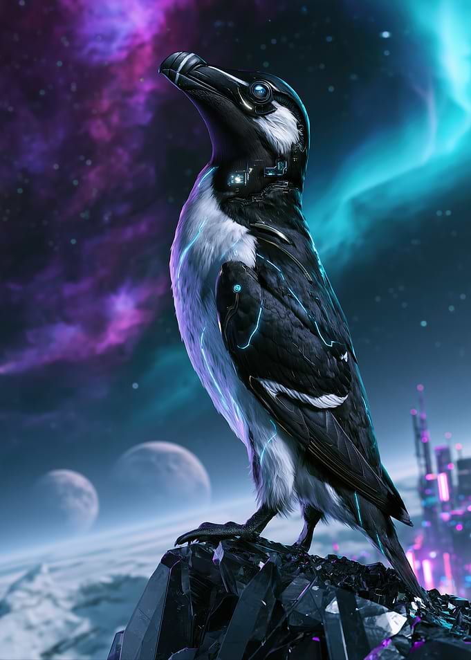 Cybernetic Penguin in Space