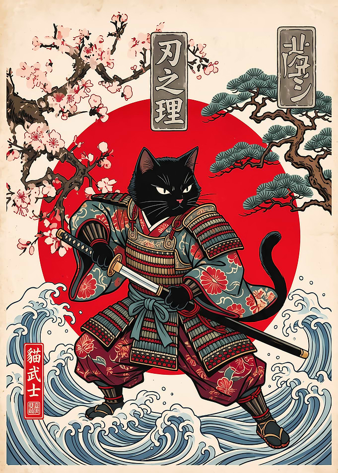Black Cat Samurai Warrior