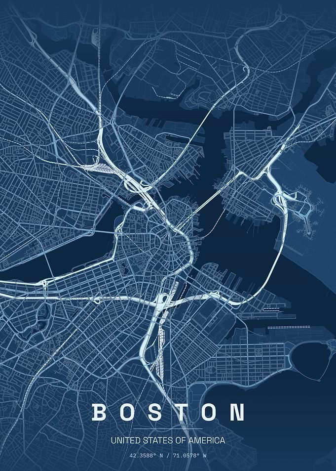 Minimalist Boston City Map Poster
