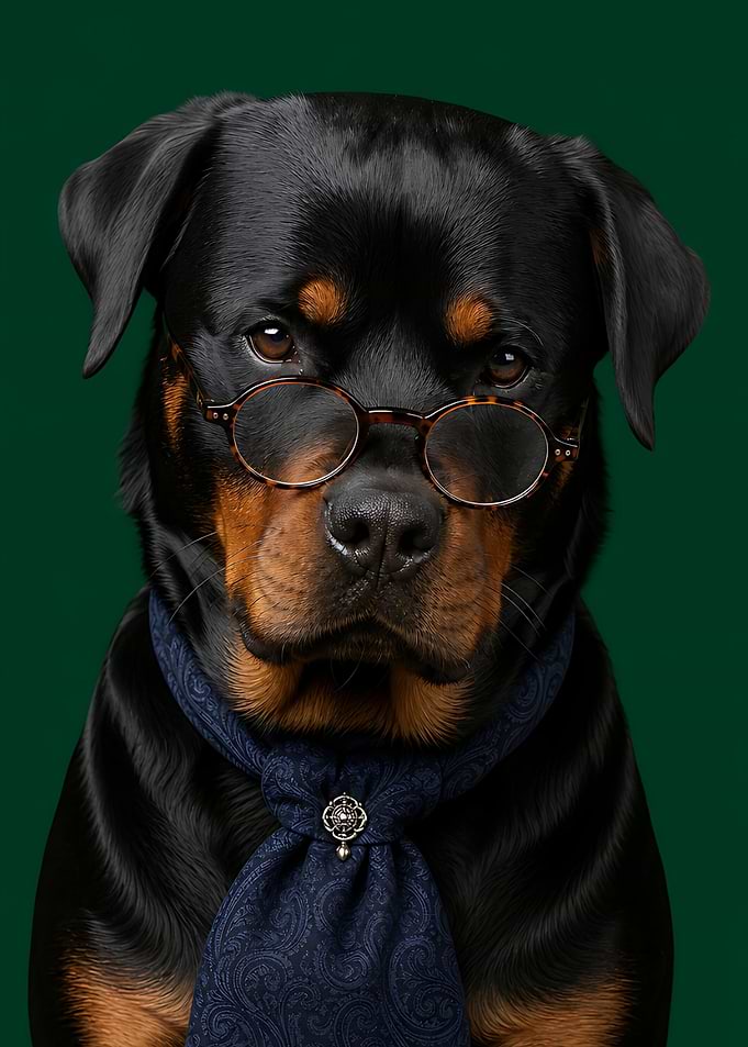 Rottweiler Wall Art — Distinguished Professor Pet Portrait