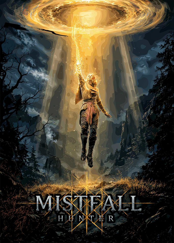 Mistfall Hunter Fantasy Game Poster