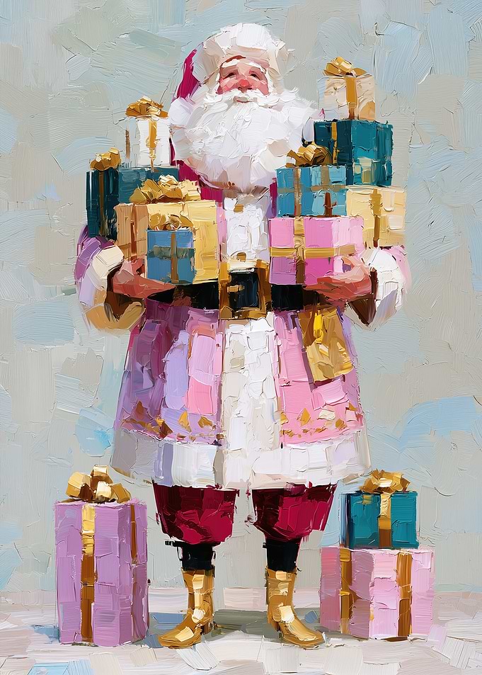 Impressionist Oil Painting of Santa Claus