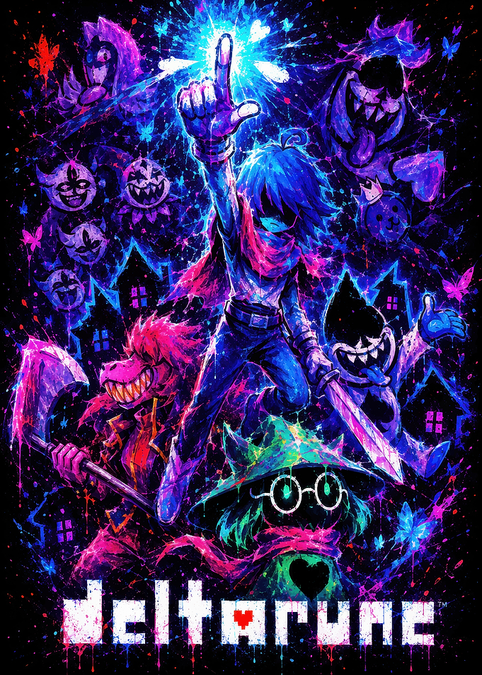 Deltarune Vibrant Character Ensemble Poster
