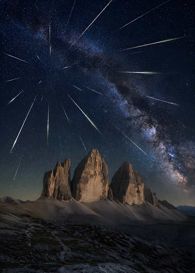 Meteor Shower Over Tre Cime di Lavaredo