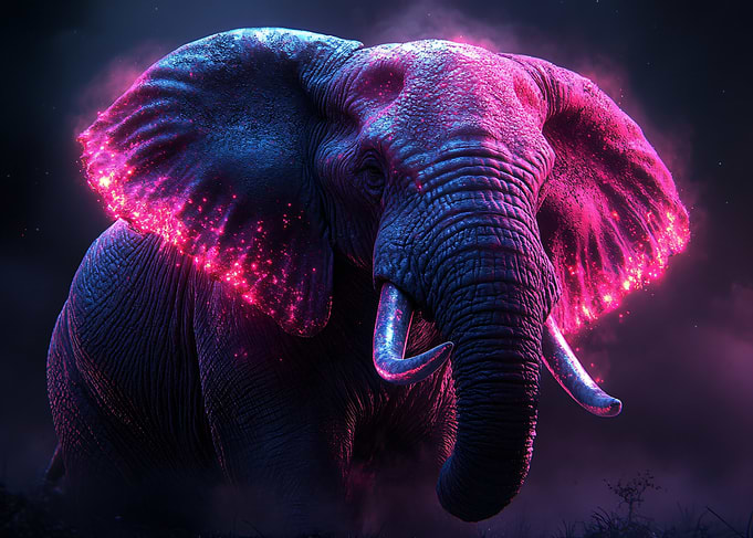 Neon Glowing Fantasy Elephant