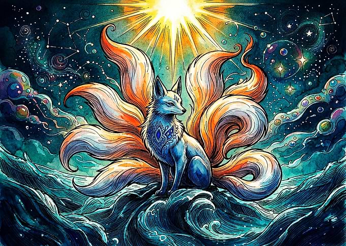 Celestial Nine-Tailed Fox Fantasy Art